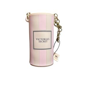 Victoria's Secret PINK Pink Striped Hand Sanitizer Holder With Gold Chain